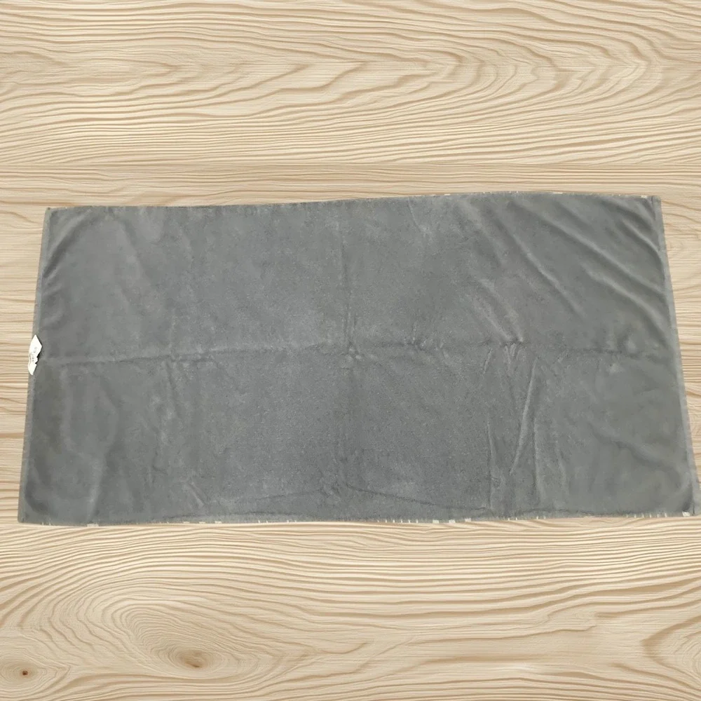 West Elm Gray White Striped Cotton Bath Towel